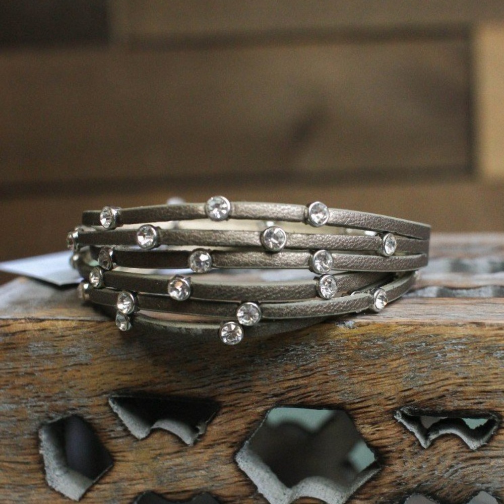 Mauve Bronze Studded Wrap Bracelet